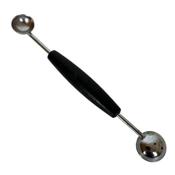 Vintage Ekco Double-Sided Melon Baller Chrome & Black Handle Made in USA - Picture 1 of 3